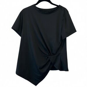 Chic Black Asymmetrical Knot Top – Size L